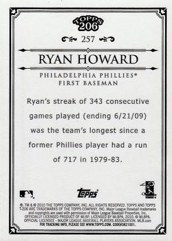 2010 Topps 206 - Bronze #257 Ryan Howard Back