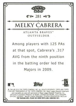 2010 Topps 206 - Bronze #281 Melky Cabrera Back