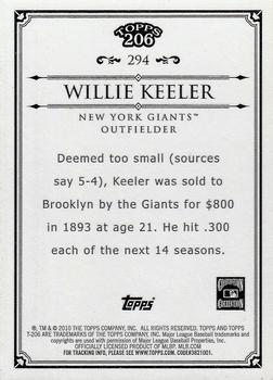 2010 Topps 206 - Bronze #294 Willie Keeler Back