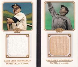 2010 Topps 206 - Mini Dual Relics Booklet #MBR25 Mickey Mantle / Babe Ruth Front