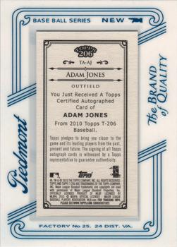 2010 Topps 206 - Mini Framed Autographs Piedmont #TA-AJ Adam Jones Back