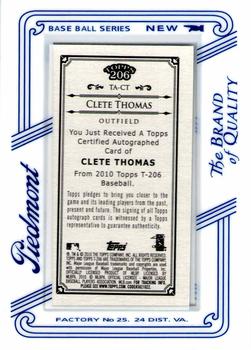2010 Topps 206 - Mini Framed Autographs Piedmont #TA-CT Clete Thomas Back