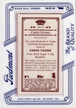2010 Topps 206 - Mini Framed Autographs Piedmont #TA-CY Chris Young Back