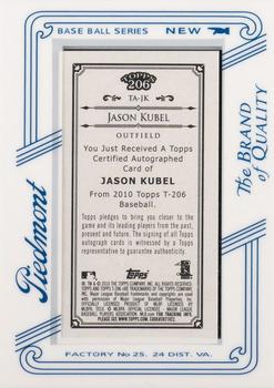 2010 Topps 206 - Mini Framed Autographs Piedmont #TA-JK Jason Kubel Back