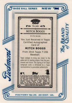 2010 Topps 206 - Mini Framed Autographs Piedmont #TA-MB Mitch Boggs Back