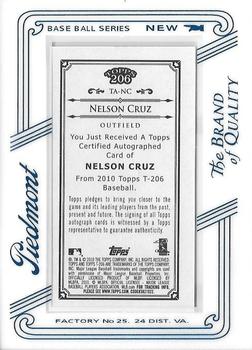 2010 Topps 206 - Mini Framed Autographs Piedmont #TA-NC Nelson Cruz Back
