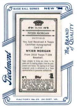 2010 Topps 206 - Mini Framed Autographs Piedmont #TA-NM Nyjer Morgan Back