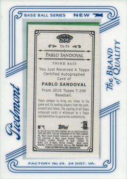 2010 Topps 206 - Mini Framed Autographs Piedmont #TA-PS Pablo Sandoval Back