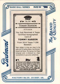 2010 Topps 206 - Mini Framed Autographs Piedmont #TA-TH Tommy Hanson Back