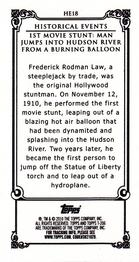 2010 Topps 206 - Mini Historical Events #HE18 Nov 12th 1910 / 1st Movie stunt: man jumps into Hudson River from a burning balloon Back