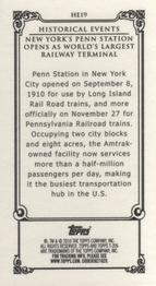 2010 Topps 206 - Mini Historical Events #HE19 Nov 27th 1910 / NY's Penn Station opens as world's largest railway terminal Back