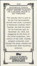 2010 Topps 206 - Mini Historical Events #HE20 Dec 16th 1910 / First short flight in a plane with a Jet Engine Back