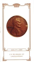 2010 Topps 206 - Mini Historical Events #HE9 Aug 7th 1909 / U.S. re-issues 1st Lincoln penny Front