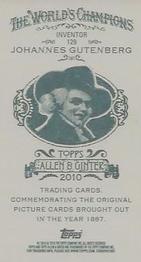 2010 Topps Allen & Ginter - Mini A & G Back #129 Johannes Gutenberg Back