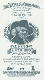 2010 Topps Allen & Ginter - Mini A & G Back #132 David Price Back