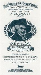 2010 Topps Allen & Ginter - Mini A & G Back #165 Nick Jacoby Back