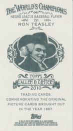 2010 Topps Allen & Ginter - Mini A & G Back #291 Ron Teasley Back