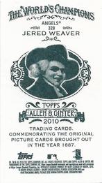 2010 Topps Allen & Ginter - Mini A & G Back #328 Jered Weaver Back