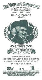 2010 Topps Allen & Ginter - Mini A & G Back #343 Brad Penny Back