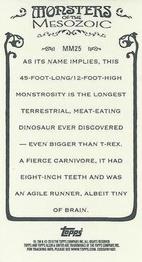 2010 Topps Allen & Ginter - Mini Monsters of the Mesozoic #MM25 Giganotosaurus Back