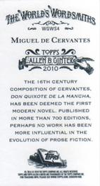 2010 Topps Allen & Ginter - Mini World's Greatest Word Smiths #WGWS4 Miguel de Cervantes Back