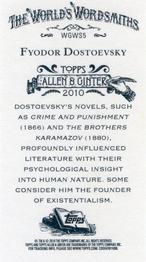 2010 Topps Allen & Ginter - Mini World's Greatest Word Smiths #WGWS5 Fyodor Dostoyevsky Back