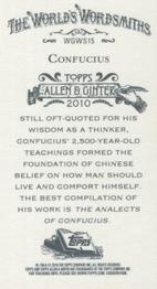 2010 Topps Allen & Ginter - Mini World's Greatest Word Smiths #WGWS15 Confucius Back