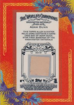 2010 Topps Allen & Ginter - Relics #AGR-AD Adam Dunn Back