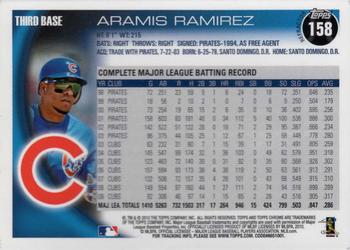 2010 Topps Chrome - Orange Refractors #158 Aramis Ramirez Back