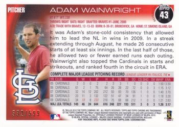 2010 Topps Chrome - Purple Refractors #43 Adam Wainwright Back
