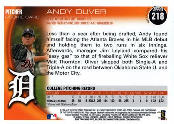 2010 Topps Chrome - Refractors #218 Andy Oliver Back