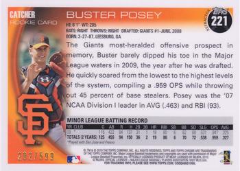 2010 Topps Chrome - Green Refractors #221 Buster Posey Back