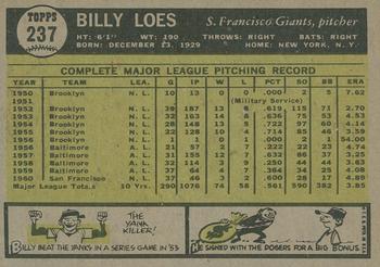 2010 Topps Heritage - 50th Anniversary Buybacks #237 Billy Loes Back