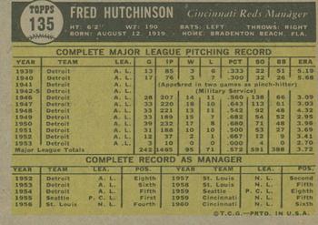 2010 Topps Heritage - 50th Anniversary Buybacks #135 Fred Hutchinson Back