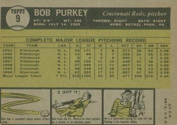 2010 Topps Heritage - 50th Anniversary Buybacks #9 Bob Purkey Back