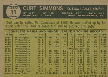 2010 Topps Heritage - 50th Anniversary Buybacks #11 Curt Simmons Back