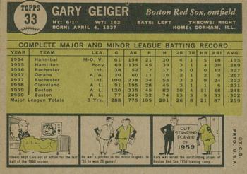 2010 Topps Heritage - 50th Anniversary Buybacks #33 Gary Geiger Back