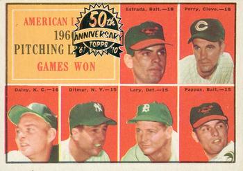 2010 Topps Heritage - 50th Anniversary Buybacks #48 American League 1960 Pitching Leaders Games Won Front