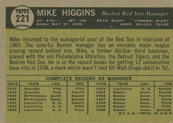 2010 Topps Heritage - 50th Anniversary Buybacks #221 Mike Higgins Back