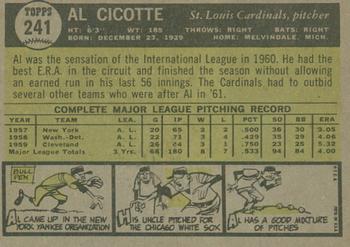 2010 Topps Heritage - 50th Anniversary Buybacks #241 Al Cicotte Back