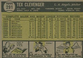 2010 Topps Heritage - 50th Anniversary Buybacks #291 Tex Clevenger Back