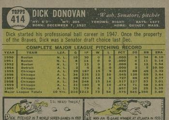 2010 Topps Heritage - 50th Anniversary Buybacks #414 Dick Donovan Back