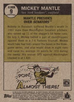 2010 Topps Heritage - Mantle Chase '61 #MM9 Mickey Mantle Back