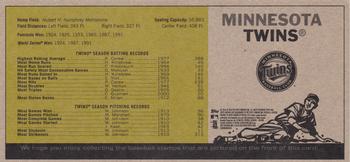 2010 Topps Heritage - Team Stamp Panels #NNO Minnesota Twins / Joe Mauer / Justin Morneau / Joe Nathan Back