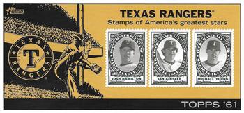 2010 Topps Heritage - Team Stamp Panels #NNO Texas Rangers / Josh Hamilton / Ian Kinsler / Michael Young Front