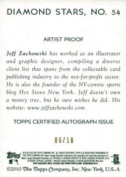 2010 Topps National Chicle - Artist's Proof Signatures #54 Yunel Escobar / Jeff Zachowski Back