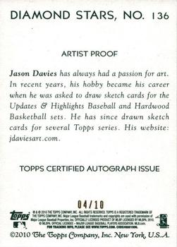 2010 Topps National Chicle - Artist's Proof Signatures #136 Julio Borbon / Jason Davies Back