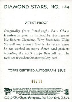 2010 Topps National Chicle - Artist's Proof Signatures #144 Jhoulys Chacin / Chris Henderson Back