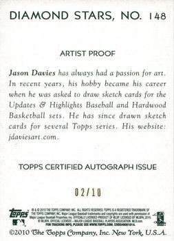 2010 Topps National Chicle - Artist's Proof Signatures #148 Chris Young / Jason Davies Back