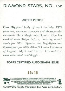 2010 Topps National Chicle - Artist's Proof Signatures #168 Jake Peavy / Don Higgins Back